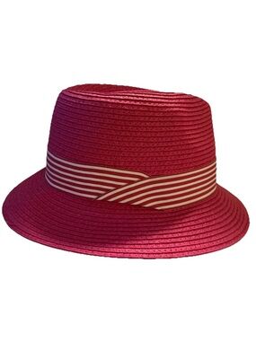 August Hat Company Pink Stripe Band Fedora Hat One Size Fits Most Excellent OS